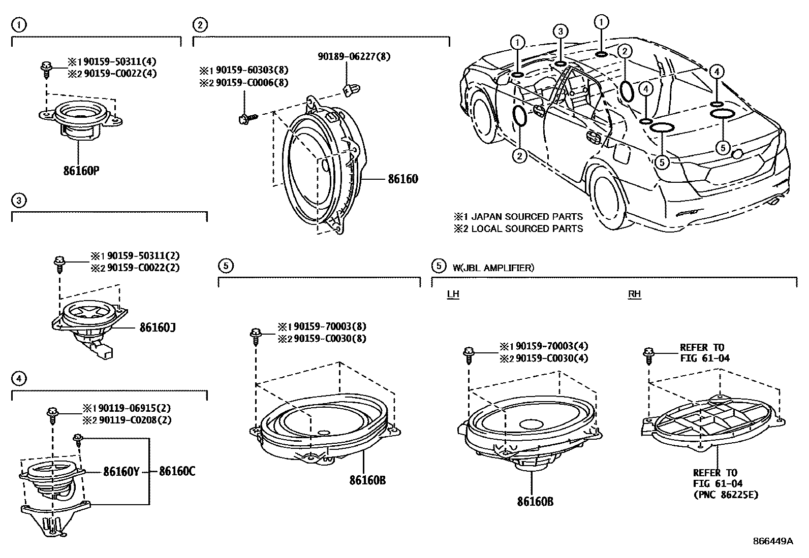 Toyota CAMRY 扬声器 EPC diagram — 866449A