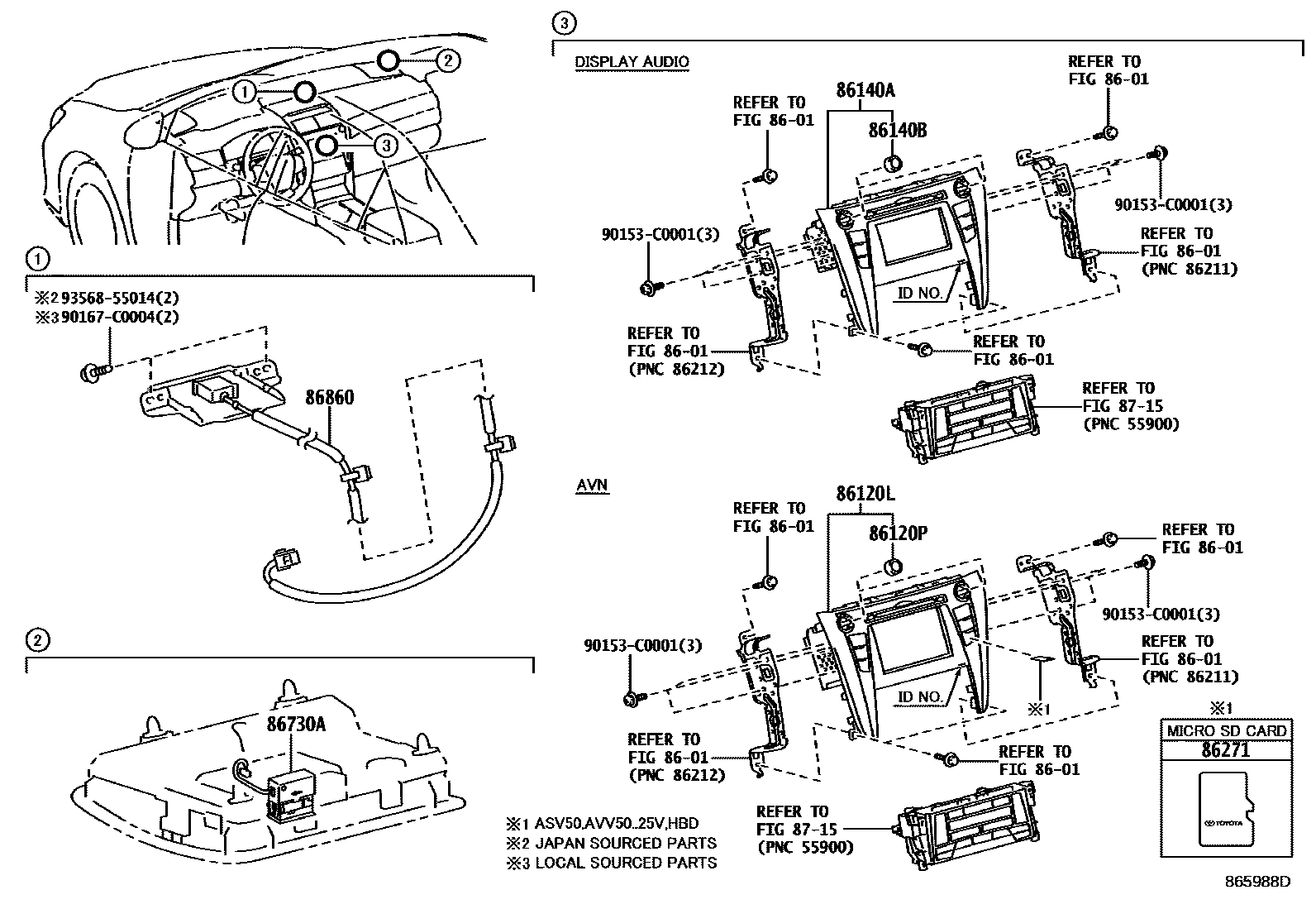 Toyota CAMRY 导航和前监视器显示屏 EPC diagram — 865988D