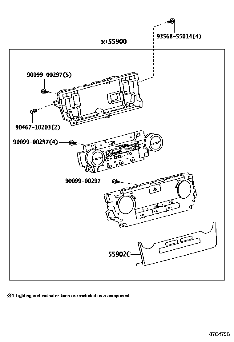 Toyota CAMRY 暖风和空调系统 - 控制器和风管 EPC diagram — 87C475B