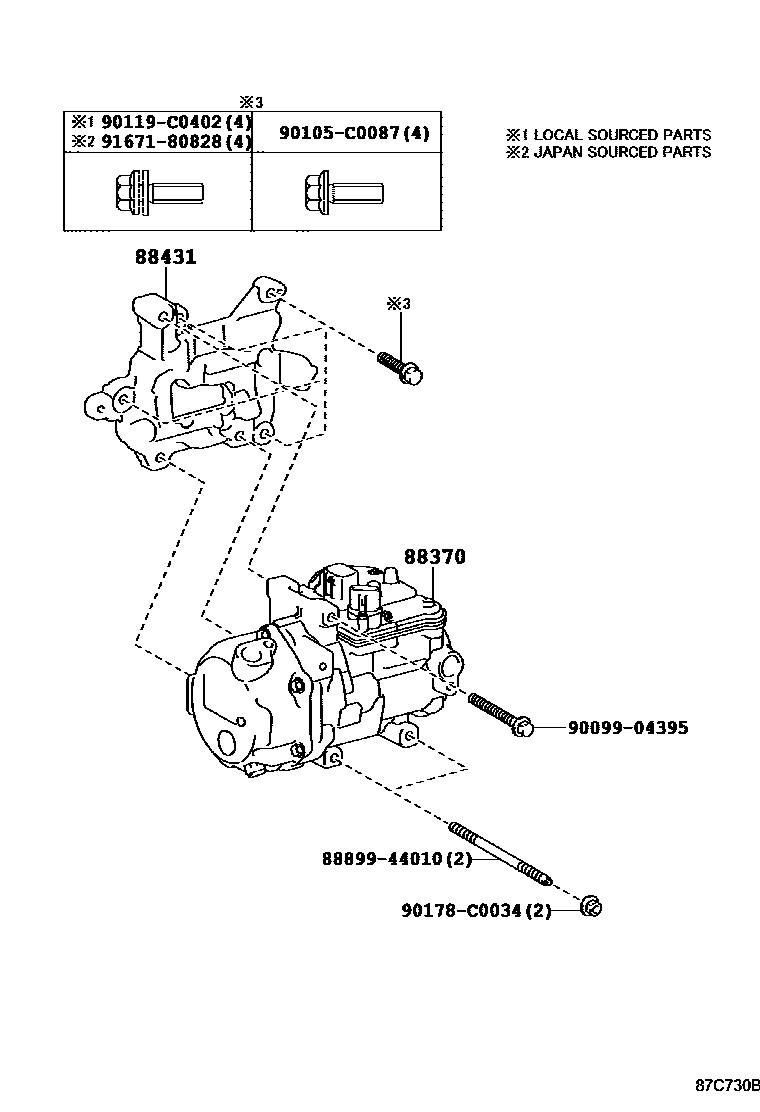 Toyota CAMRY Heating & Air Conditioning - Compressor EPC diagram — 87C730B