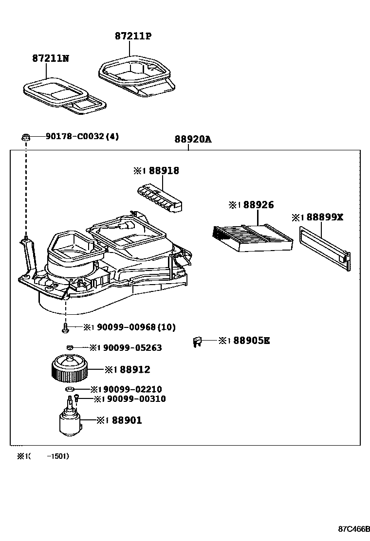 Toyota CAMRY 空气净化器或离子发生器 EPC diagram — 87C466B
