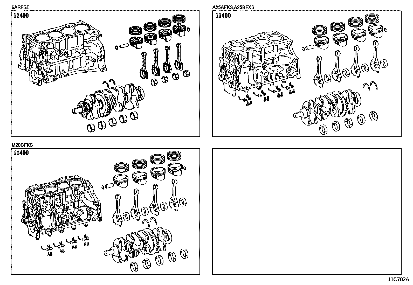 Toyota CAMRY Short Block Assembly EPC diagram — 11C702A