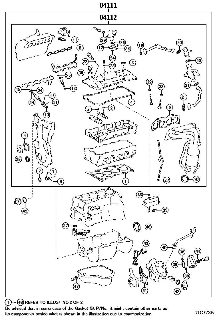 Toyota CAMRY Engine Overhaul Gasket Kit EPC diagram — 11C773B