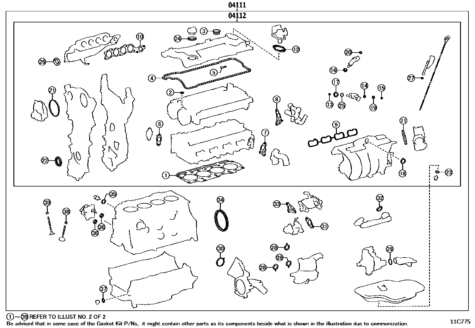 Toyota CAMRY Engine Overhaul Gasket Kit EPC diagram — 11C775