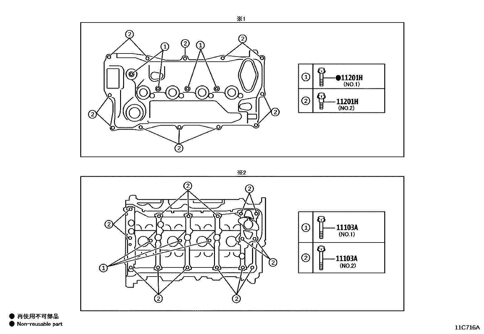 Toyota CAMRY Cylinder Head EPC diagram — 11C716A