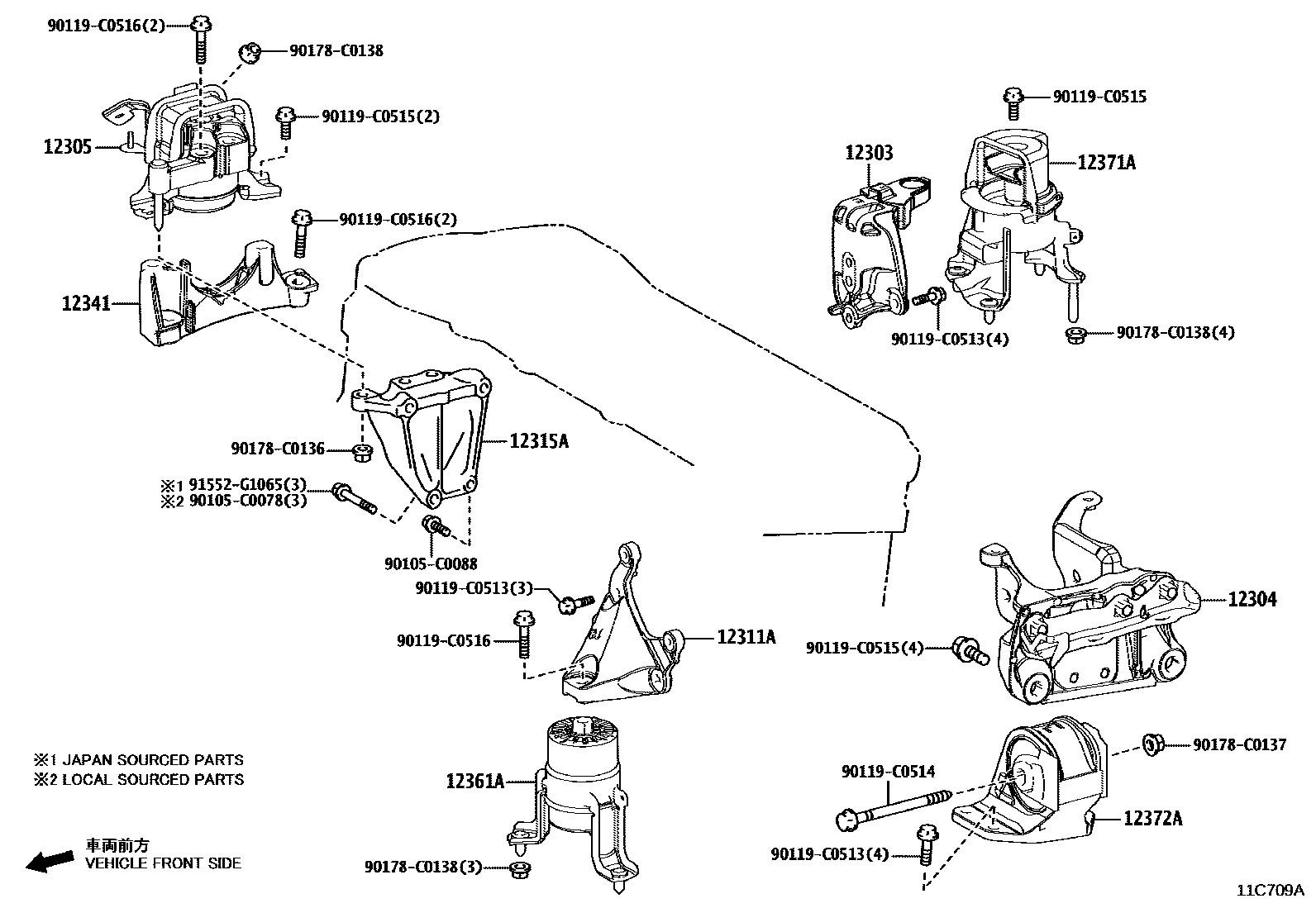 Toyota CAMRY Engine Mounting EPC diagram — 11C709A