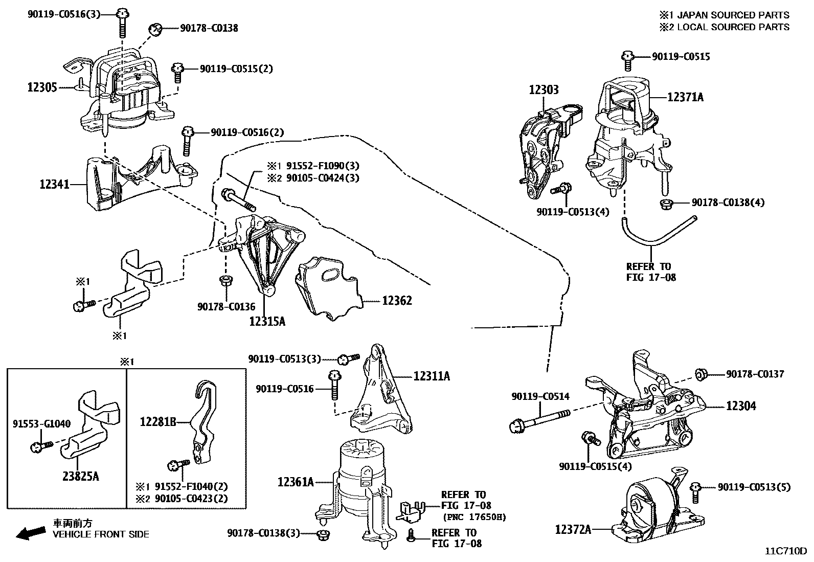 Toyota CAMRY Engine Mounting EPC diagram — 11C710D