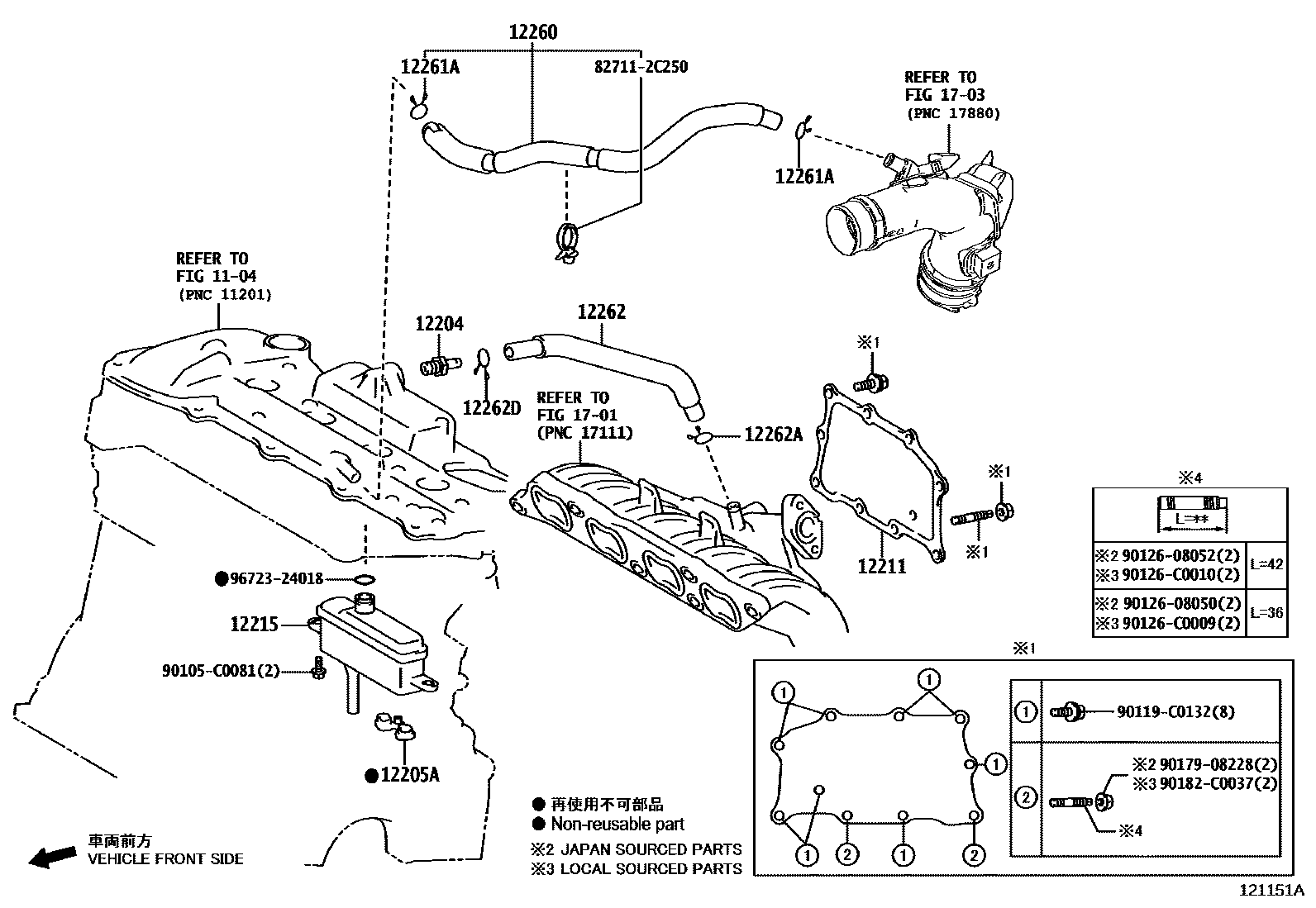 Toyota CAMRY Ventilation Hose EPC diagram — 121151A