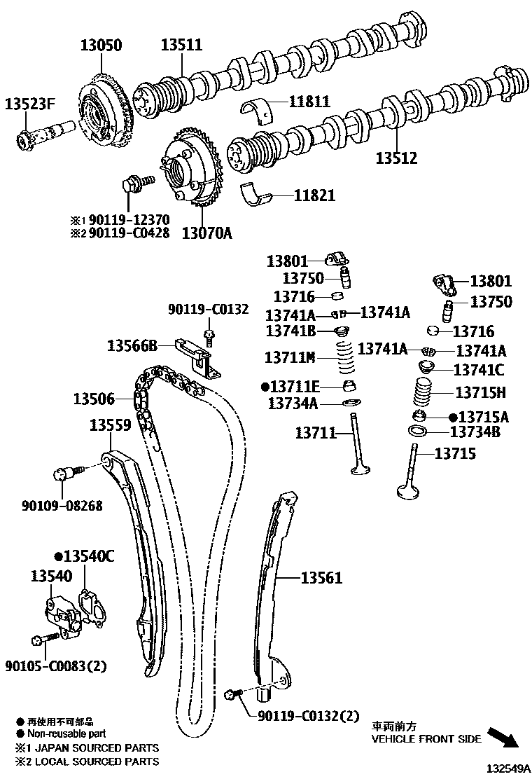 Toyota CAMRY Camshaft & Valve EPC diagram — 132549A