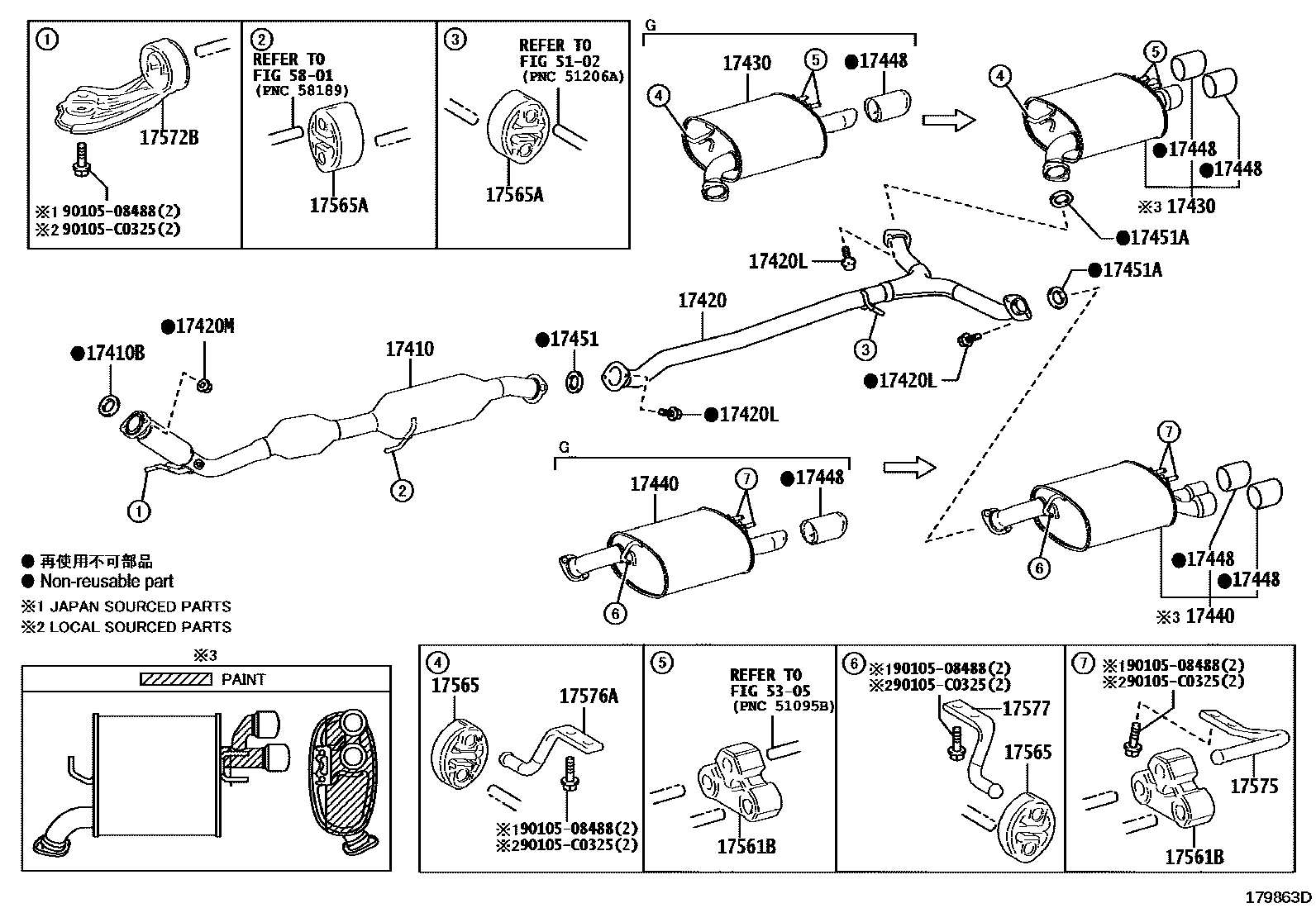Toyota CAMRY Exhaust Pipe EPC diagram — 179863D
