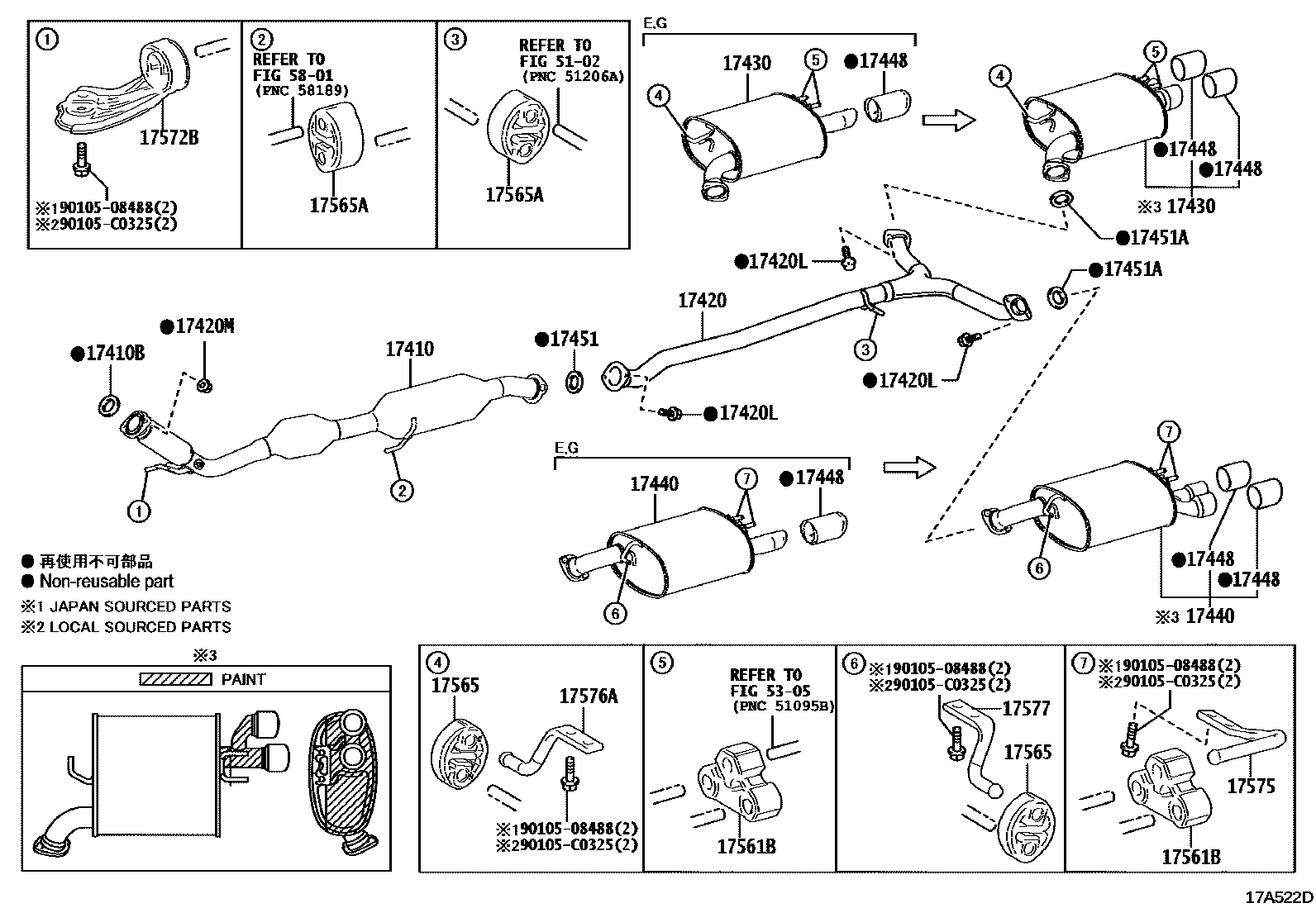 Toyota CAMRY Exhaust Pipe EPC diagram — 17A522D
