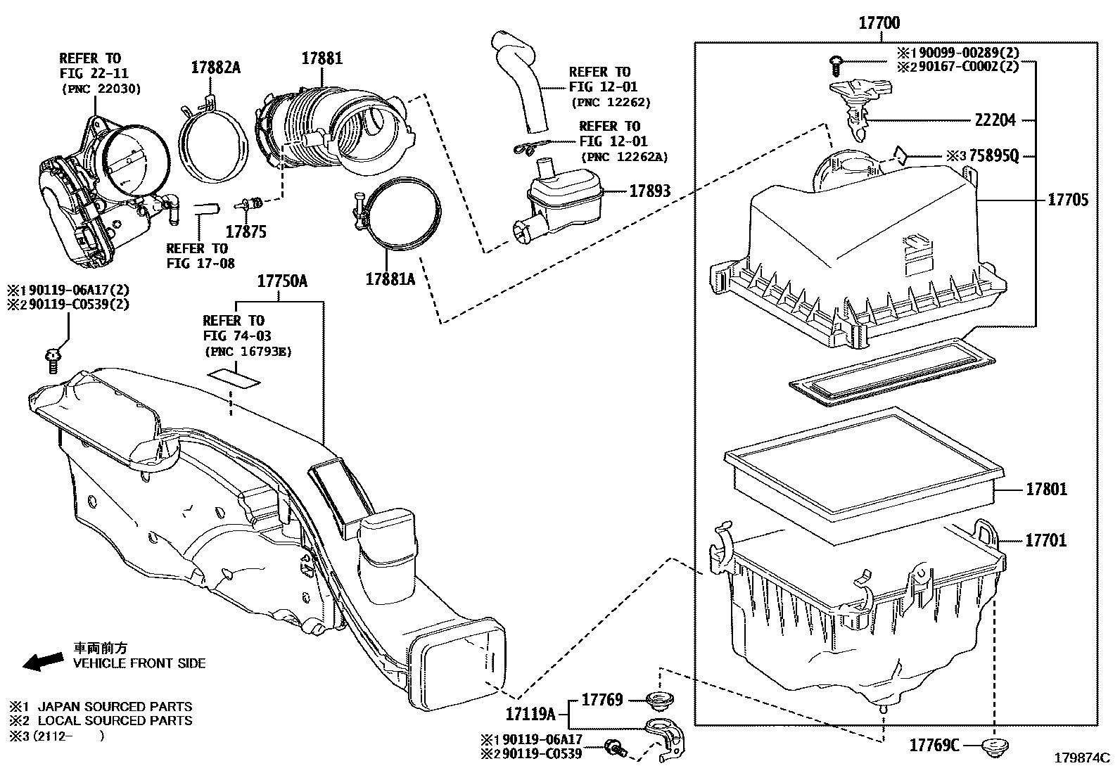 Toyota CAMRY Air Cleaner EPC diagram — 179874C