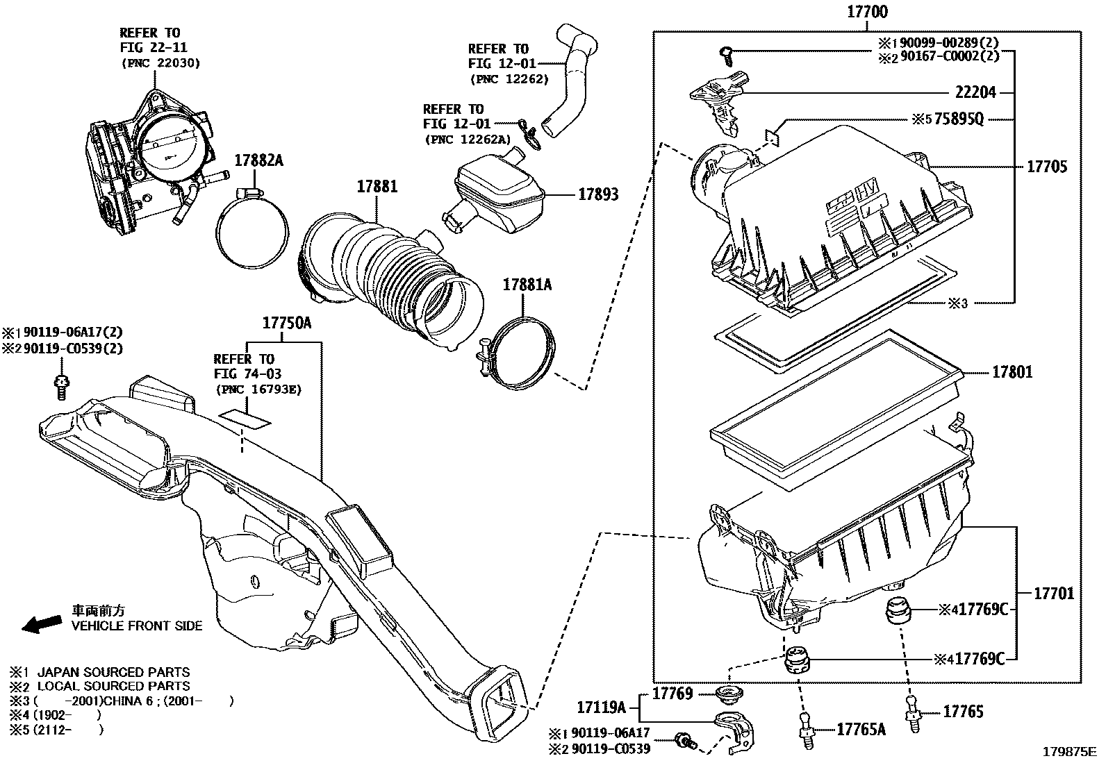 Toyota CAMRY Air Cleaner EPC diagram — 179875E