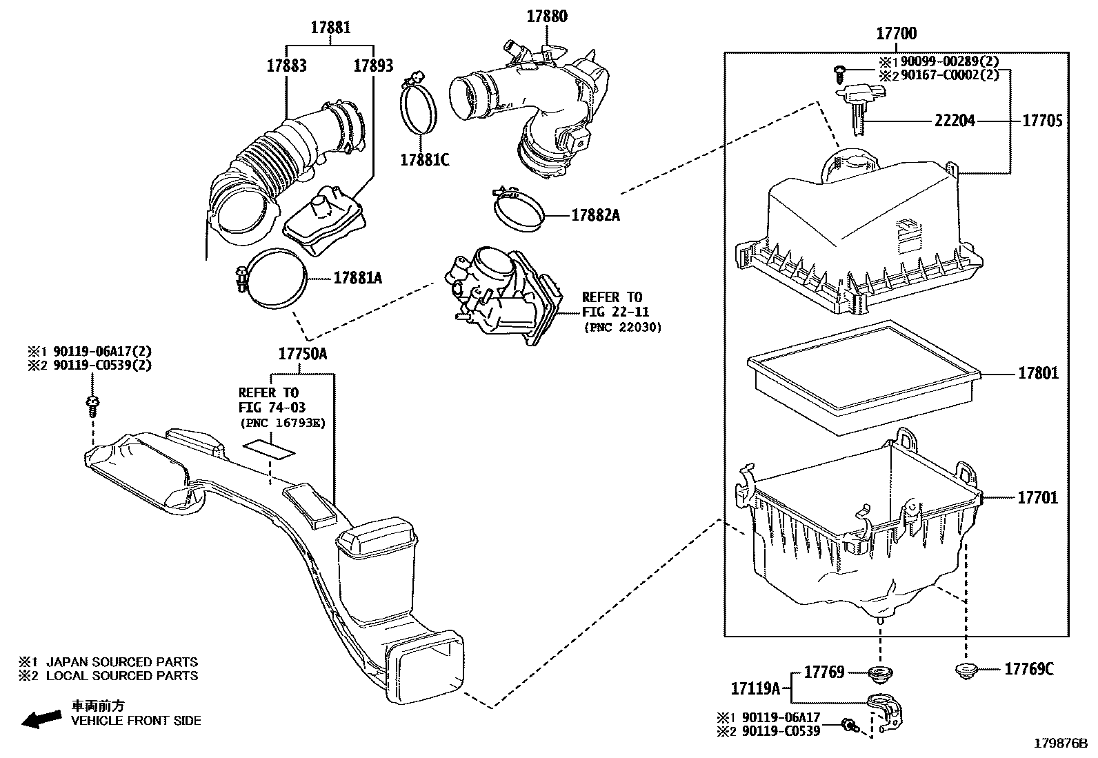 Toyota CAMRY Air Cleaner EPC diagram — 179876B