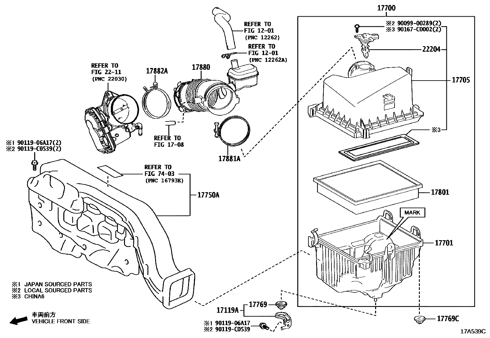 Toyota CAMRY Air Cleaner EPC diagram — 17A539C
