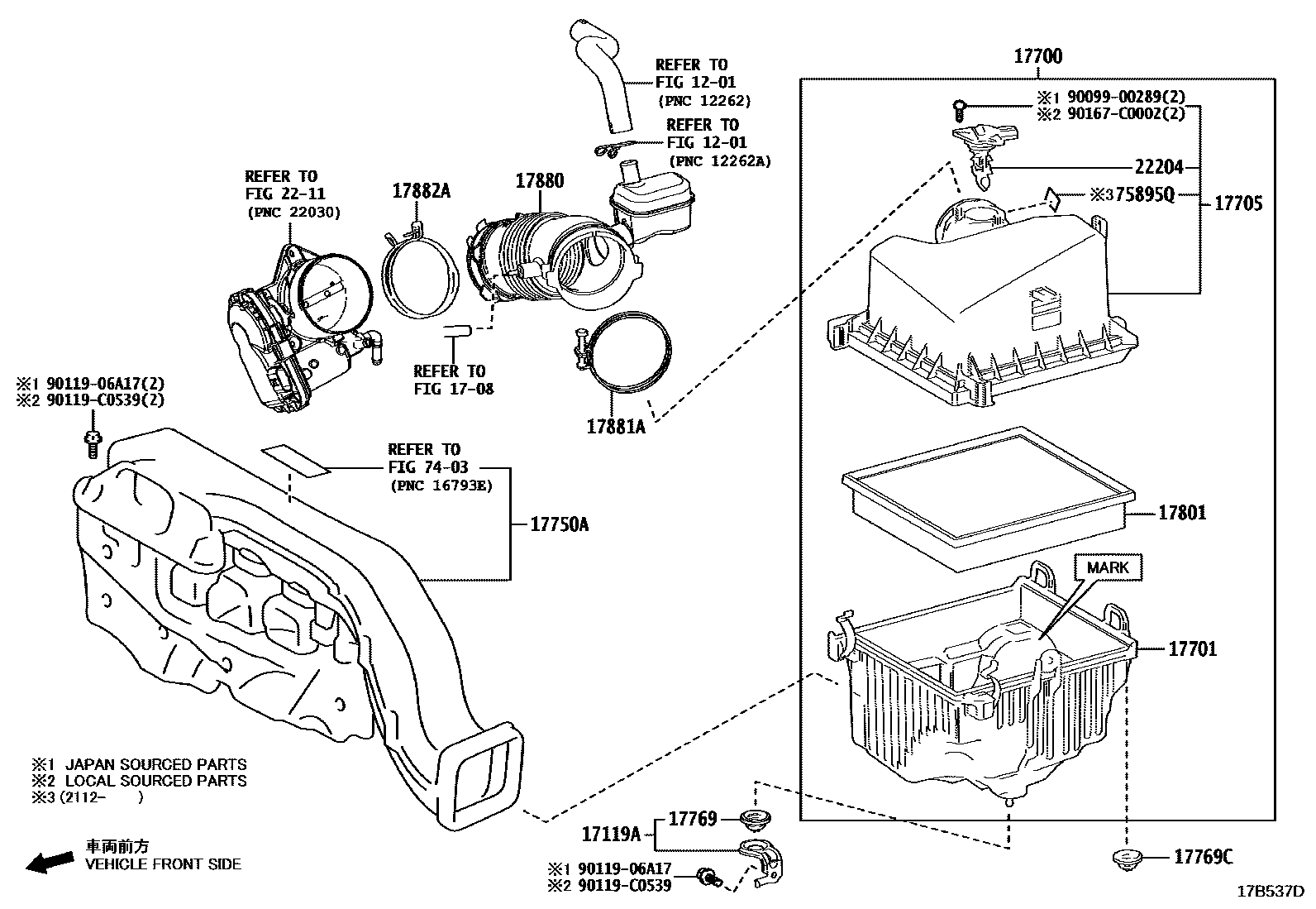 Toyota CAMRY Air Cleaner EPC diagram — 17B537D