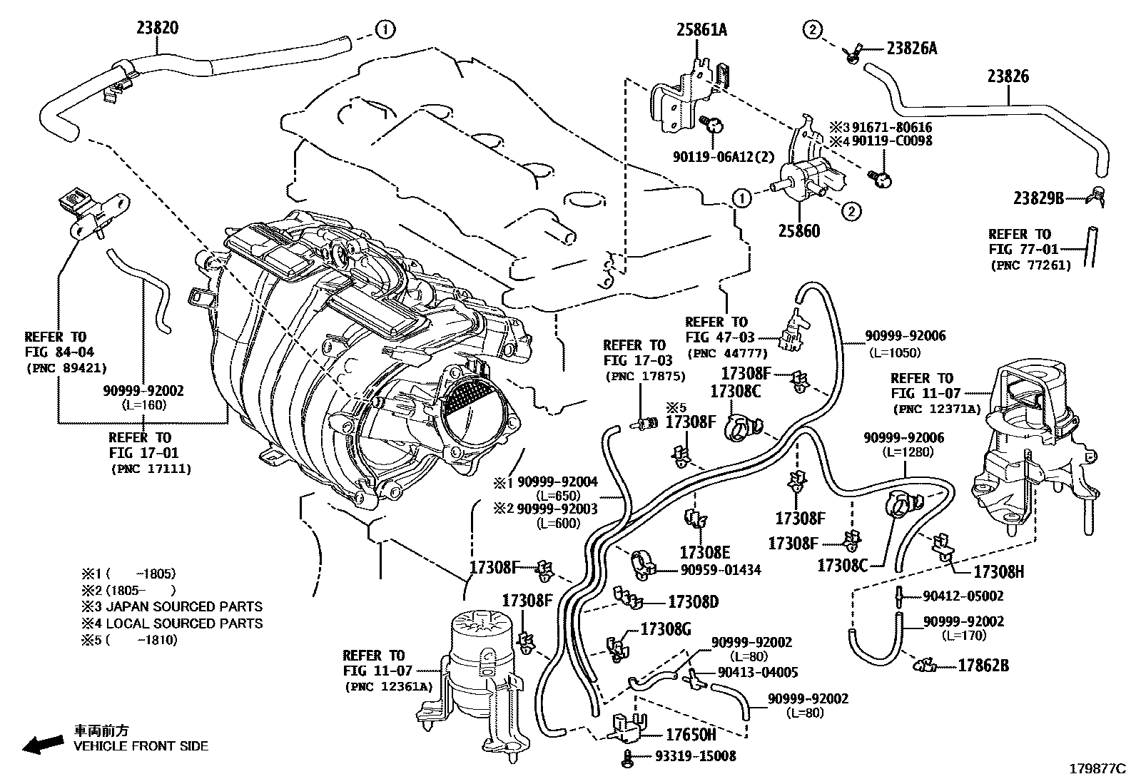 Toyota CAMRY vacuum tube EPC diagram — 179877C