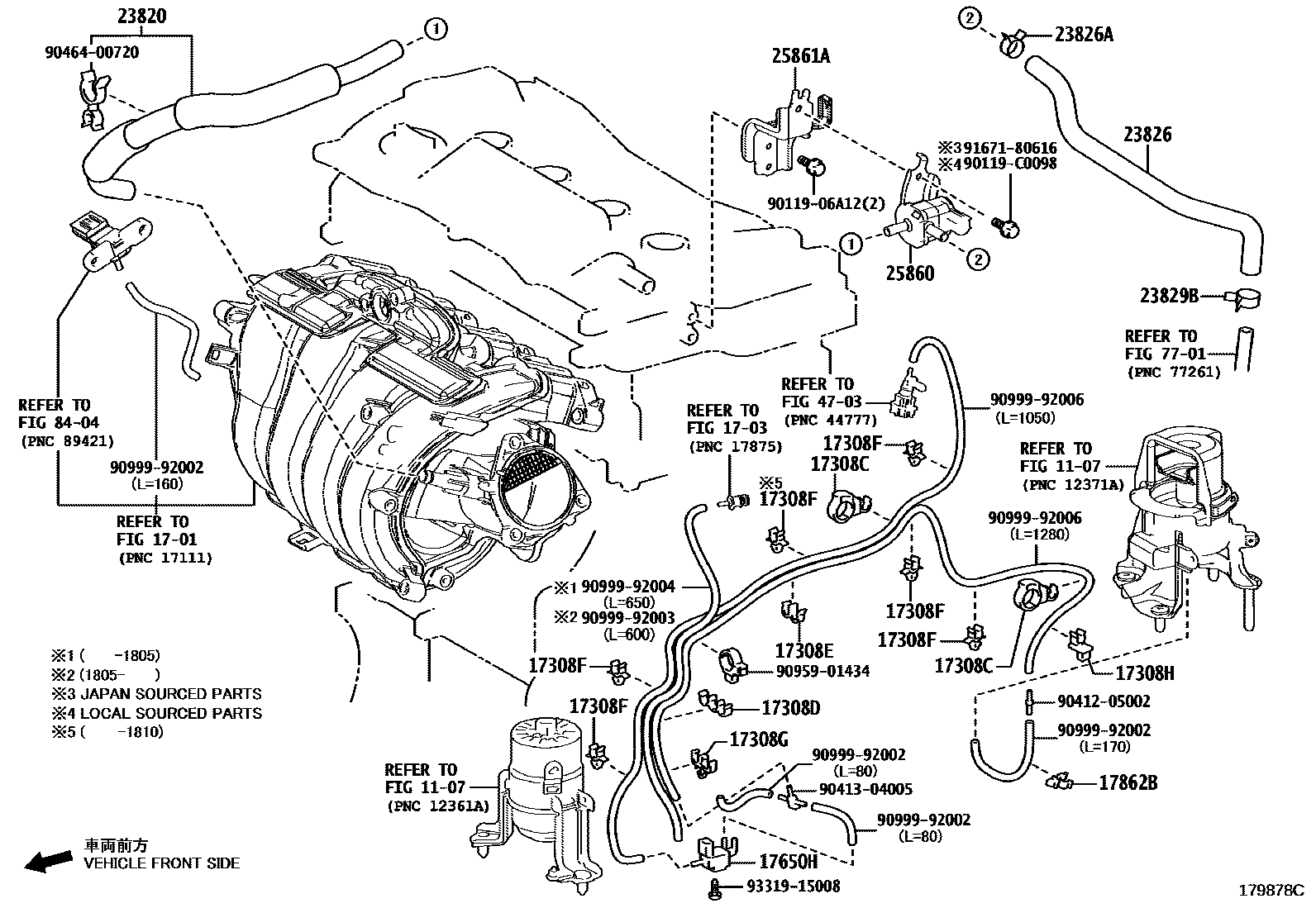 Toyota CAMRY vacuum tube EPC diagram — 179878C