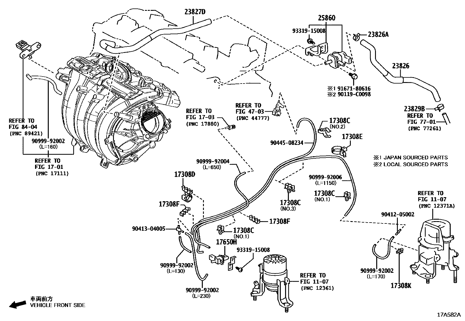 Toyota CAMRY vacuum tube EPC diagram — 17A582A