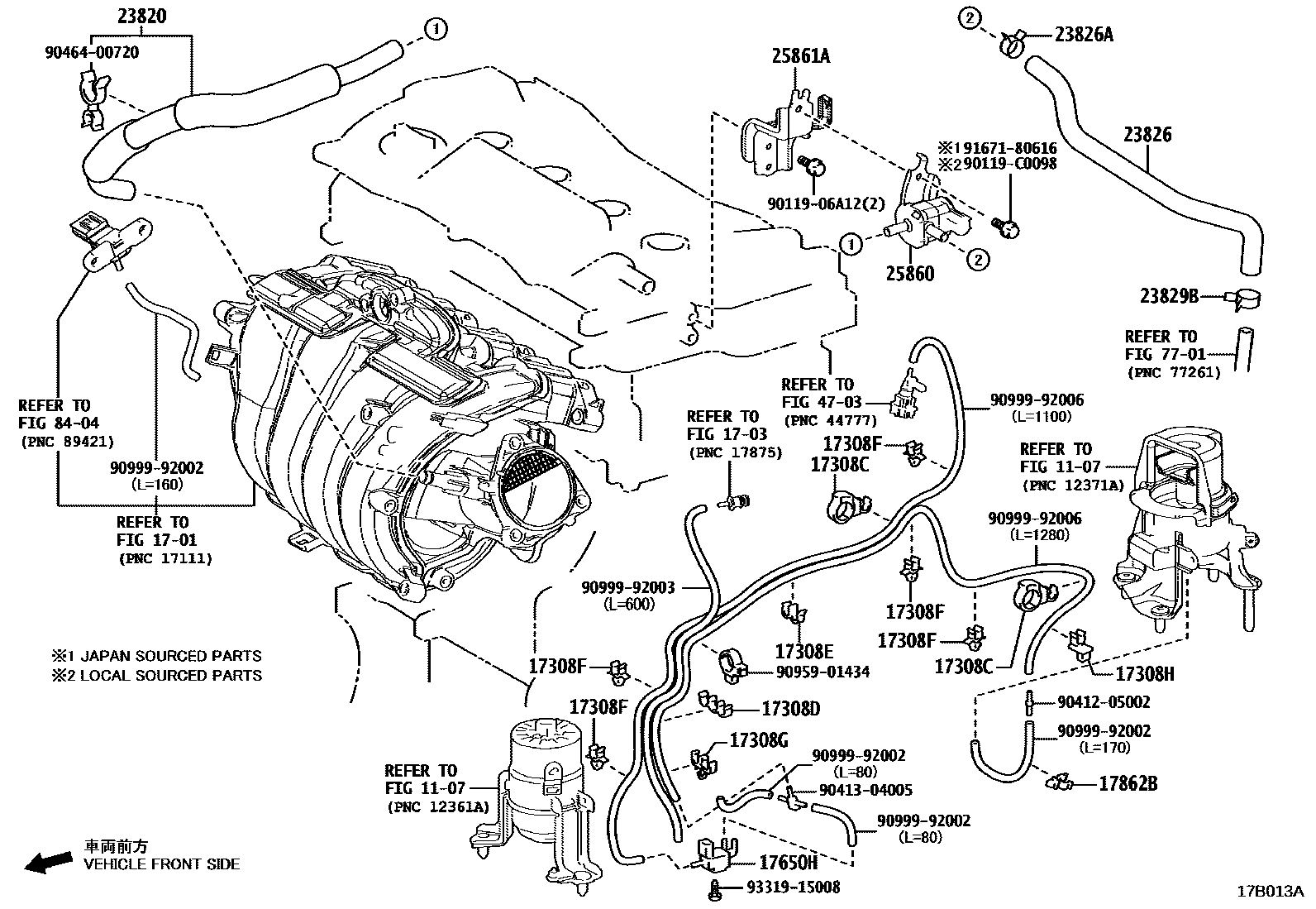 Toyota CAMRY vacuum tube EPC diagram — 17B013A