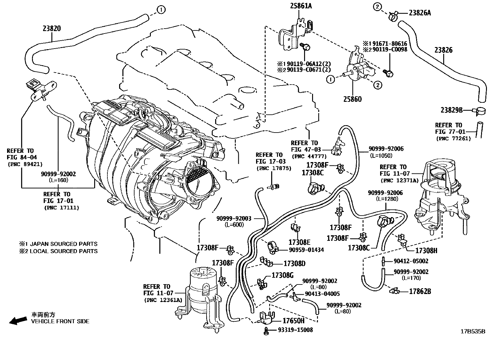 Toyota CAMRY vacuum tube EPC diagram — 17B535B
