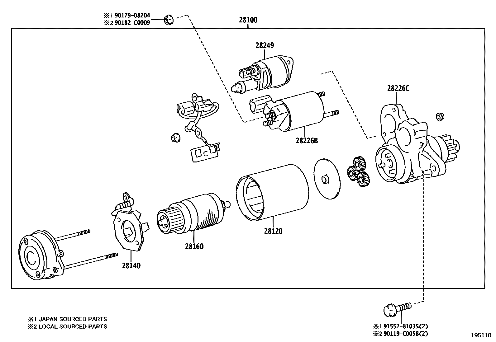 Toyota CAMRY 起动机 EPC diagram — 195110