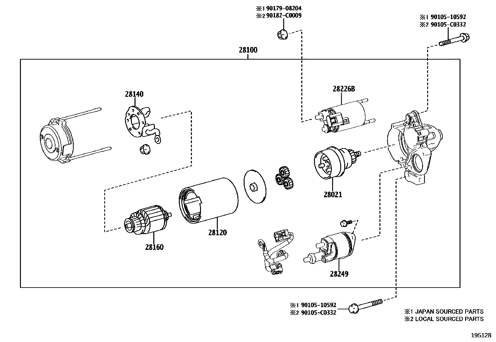 Toyota CAMRY 起动机 EPC diagram — 195128