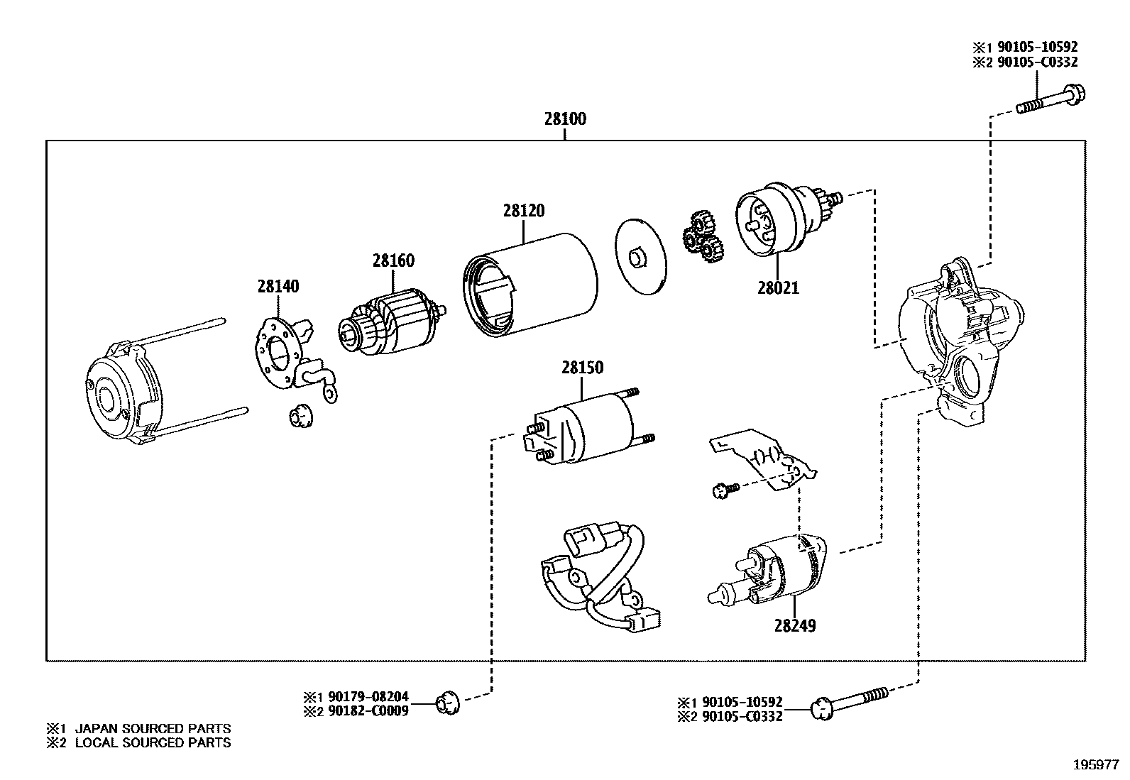 Toyota CAMRY 起动机 EPC diagram — 195977