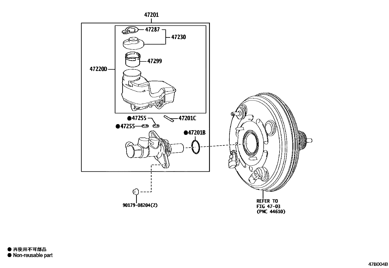 Toyota CAMRY 制动总泵 EPC diagram — 47B004B