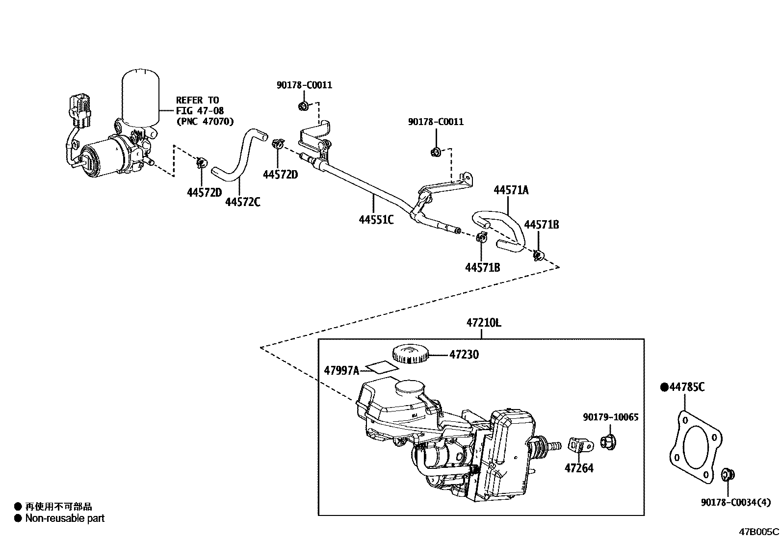 Toyota CAMRY 制动总泵 EPC diagram — 47B005C