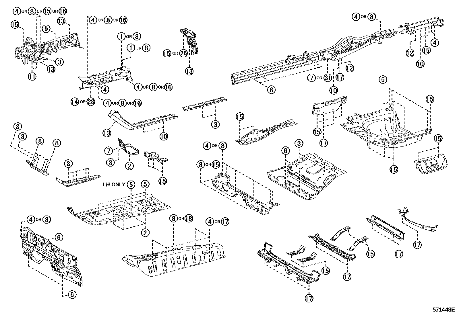 Toyota CAMRY hole plug EPC diagram — 571448E