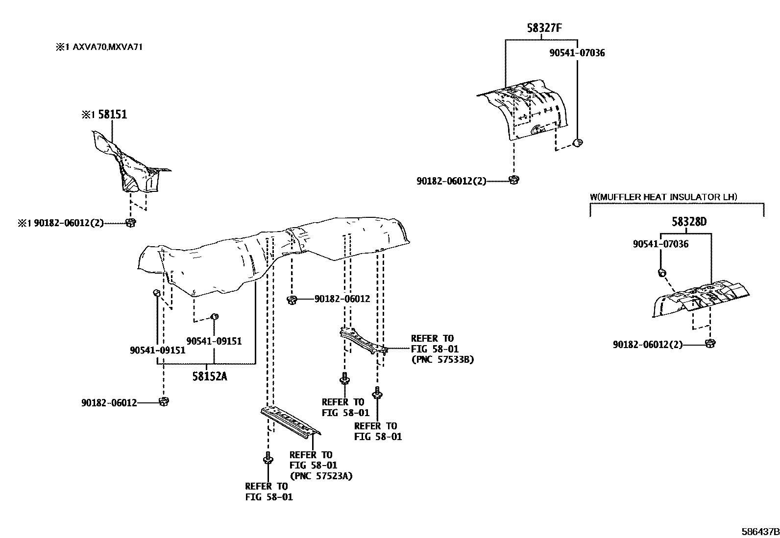 Toyota CAMRY 地板隔热垫 EPC diagram — 586437B