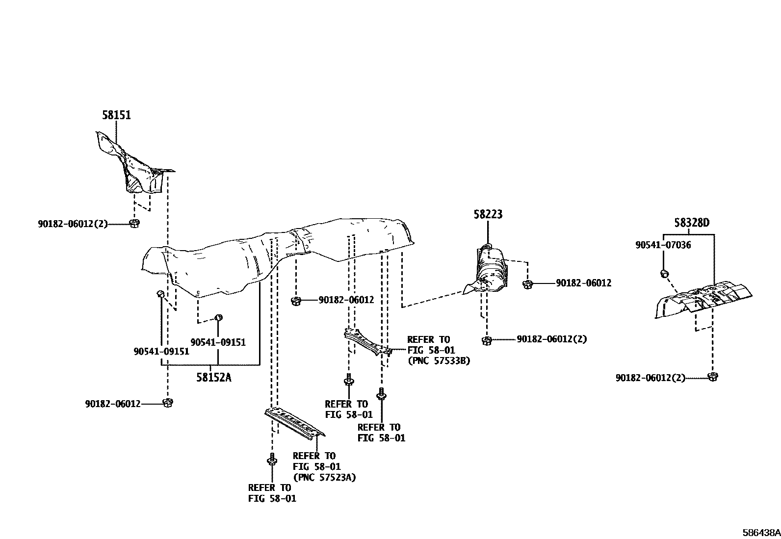 Toyota CAMRY 地板隔热垫 EPC diagram — 586438A