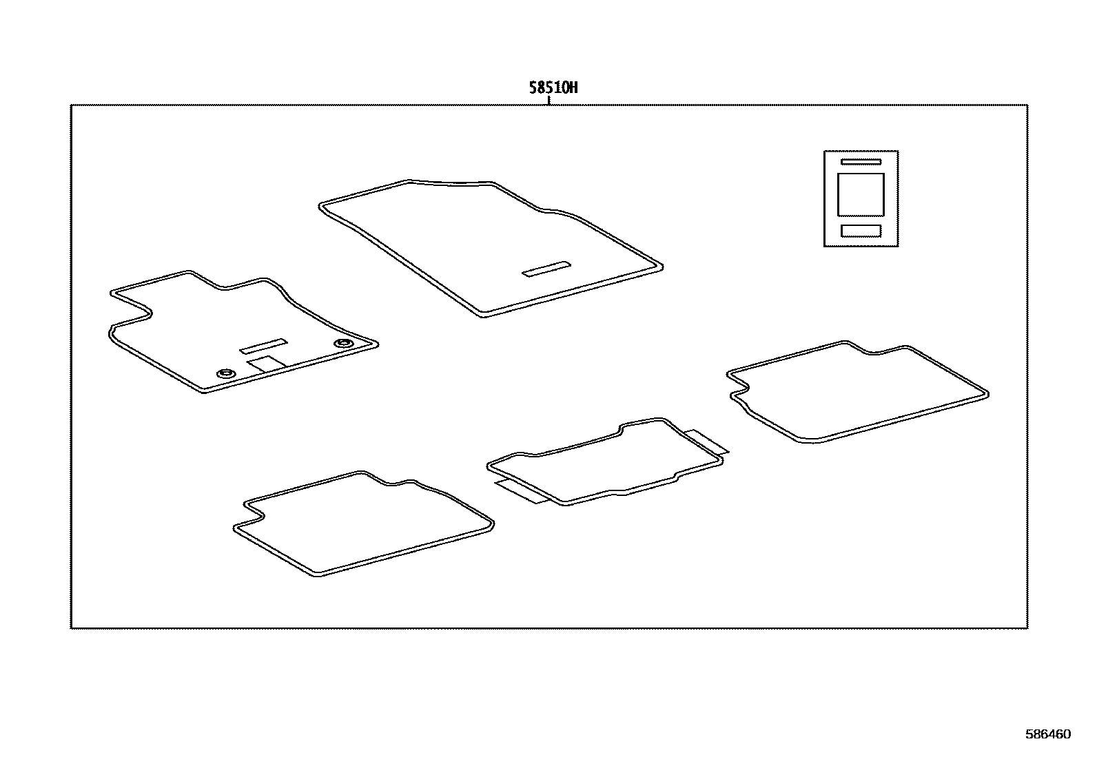 Toyota CAMRY 地板垫和地毯 EPC diagram — 586460