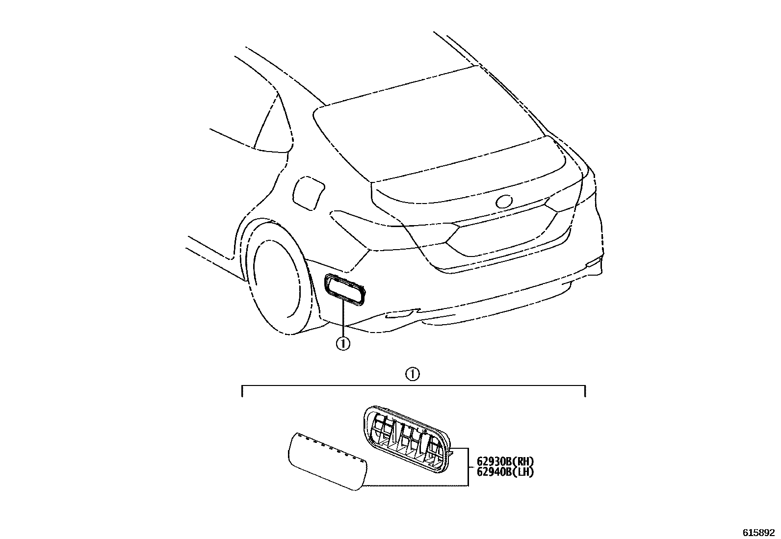 Toyota CAMRY 车侧通风装置 EPC diagram — 615892