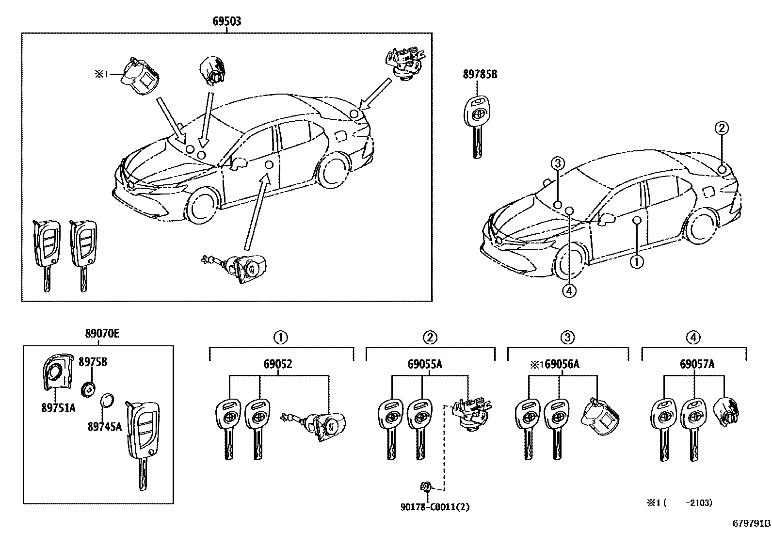 Toyota CAMRY 锁芯组件 EPC diagram — 679791B