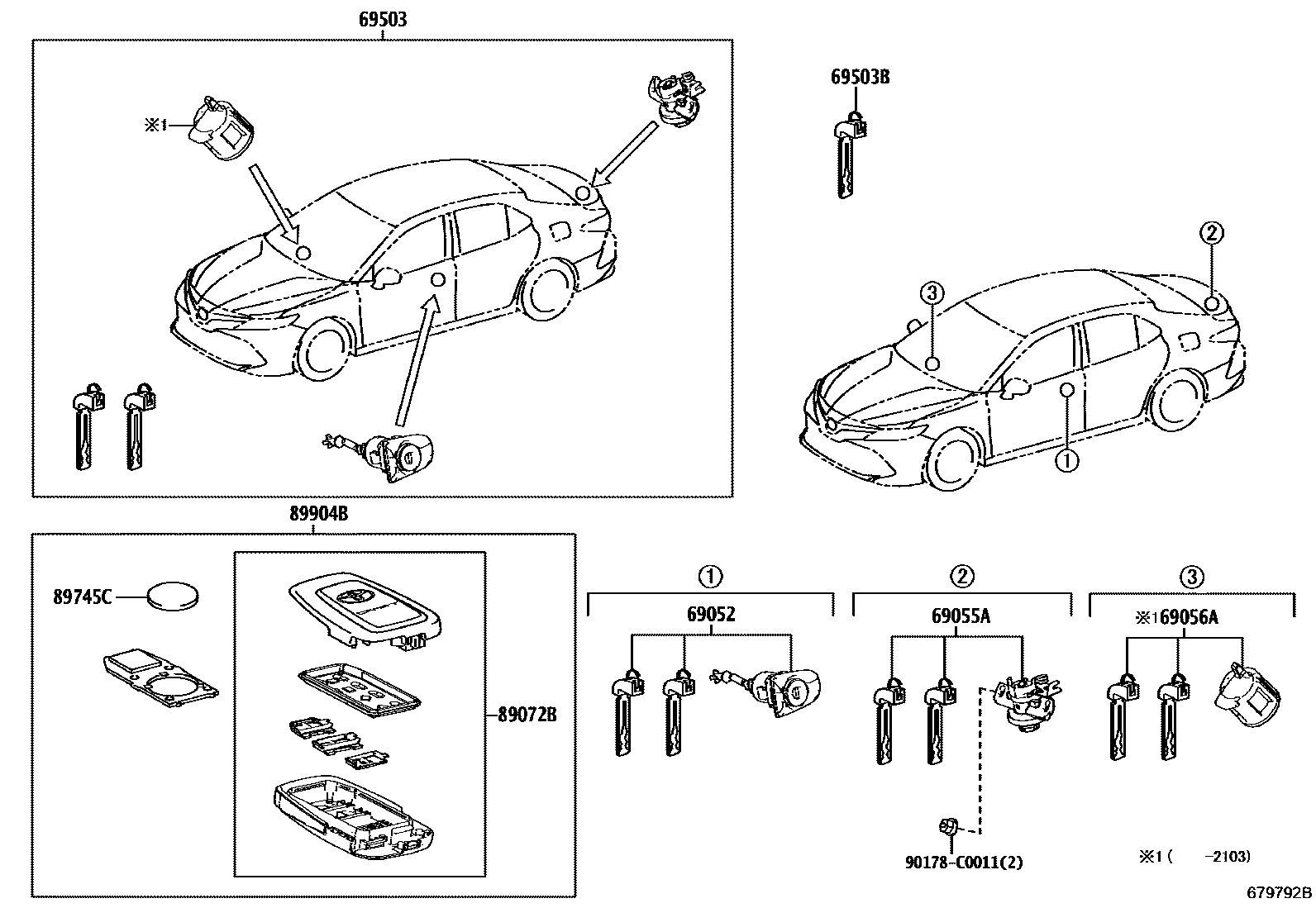 Toyota CAMRY 锁芯组件 EPC diagram — 679792B