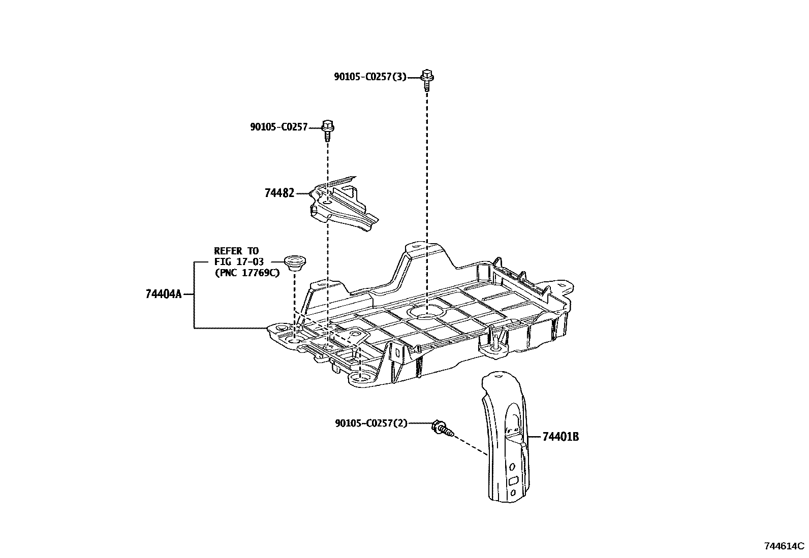 Toyota CAMRY battery holder EPC diagram — 744614C