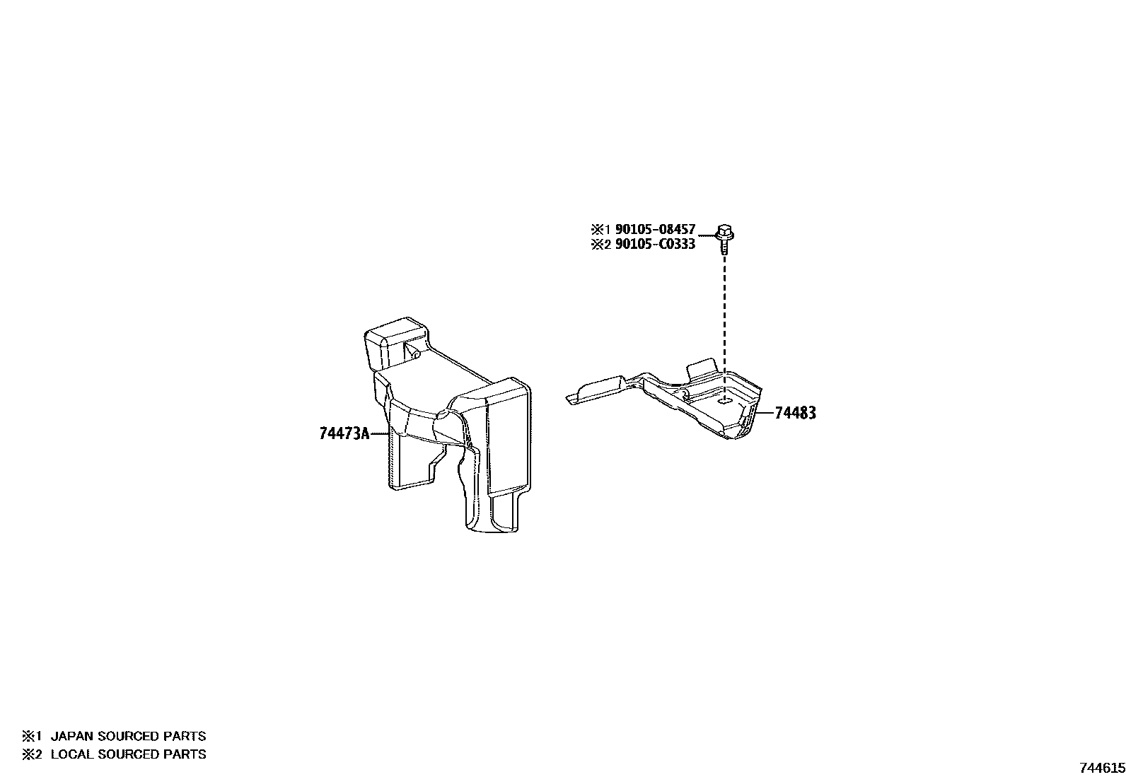 Toyota CAMRY battery holder EPC diagram — 744615