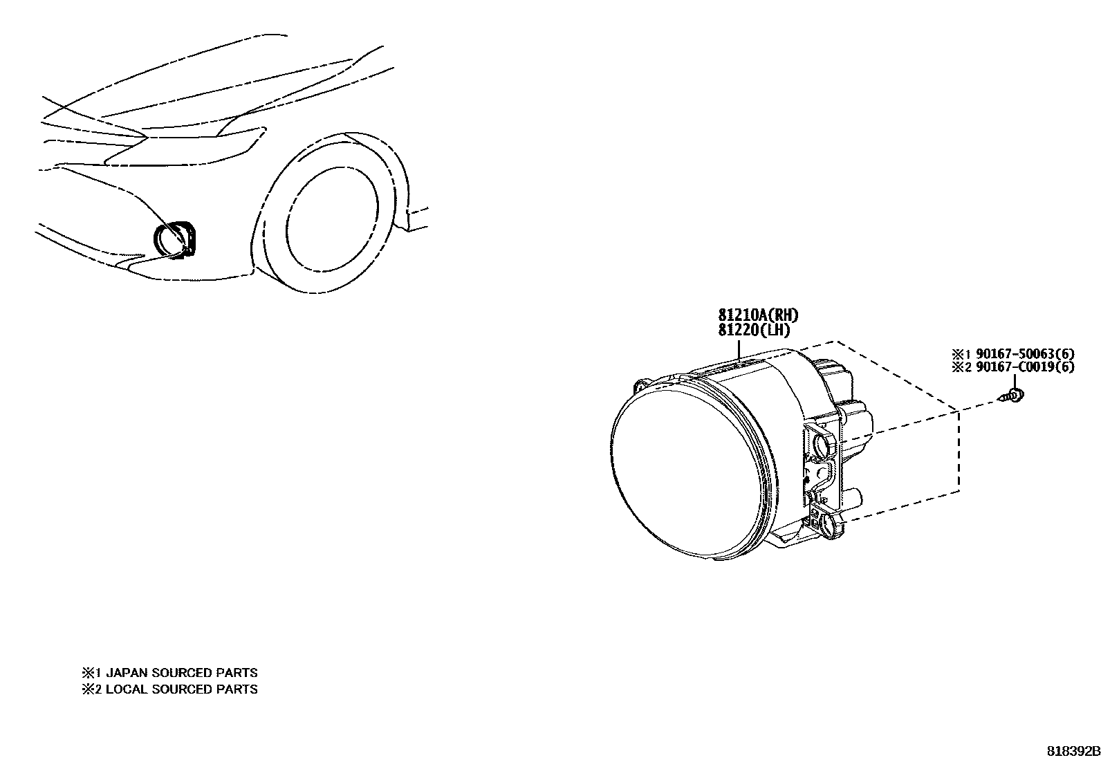 Toyota CAMRY Fog Lamp EPC diagram — 818392B