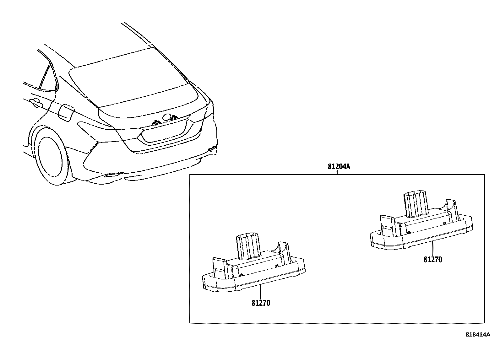Toyota CAMRY 后牌照灯 EPC diagram — 818414A