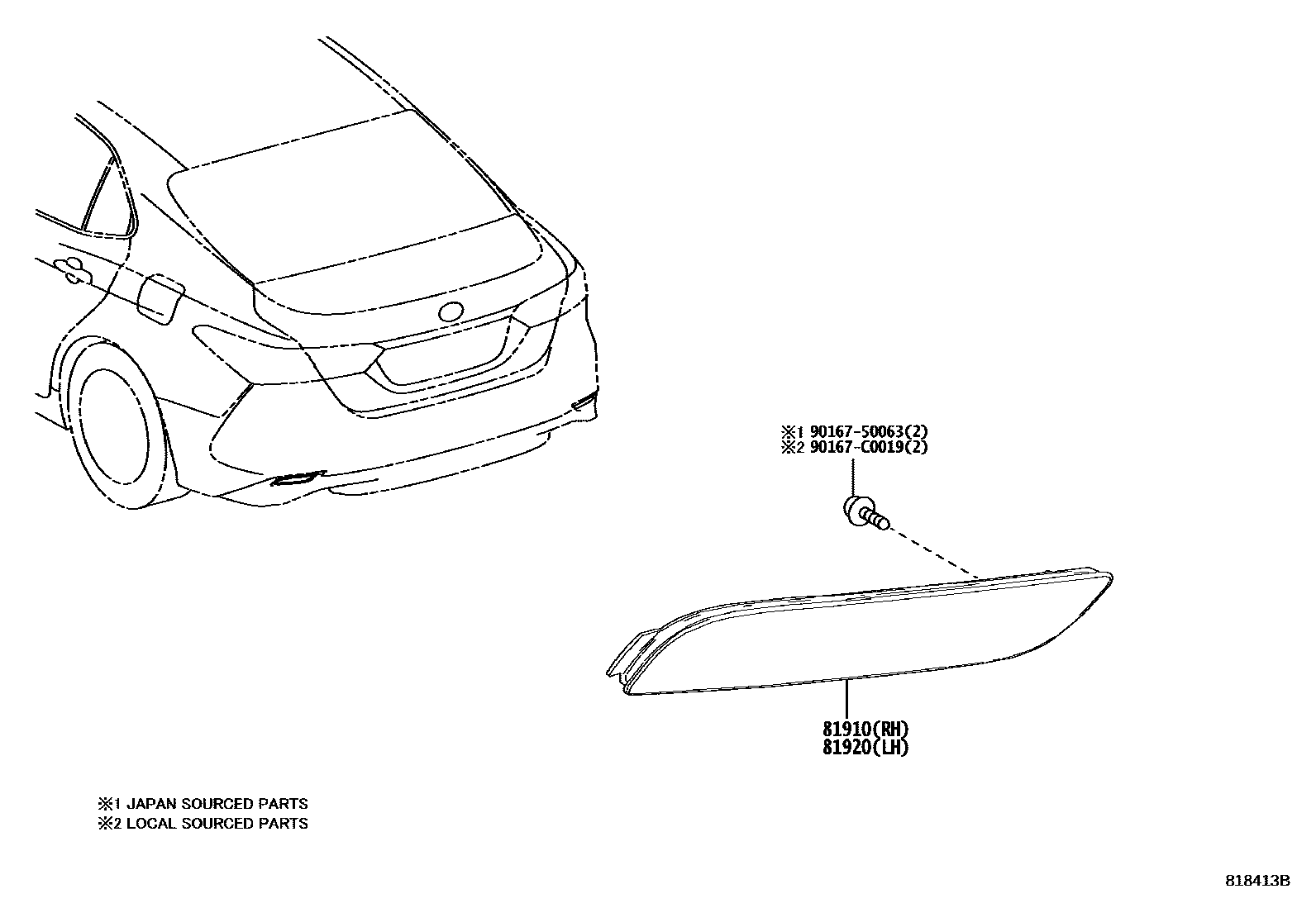 Toyota CAMRY reflector EPC diagram — 818413B