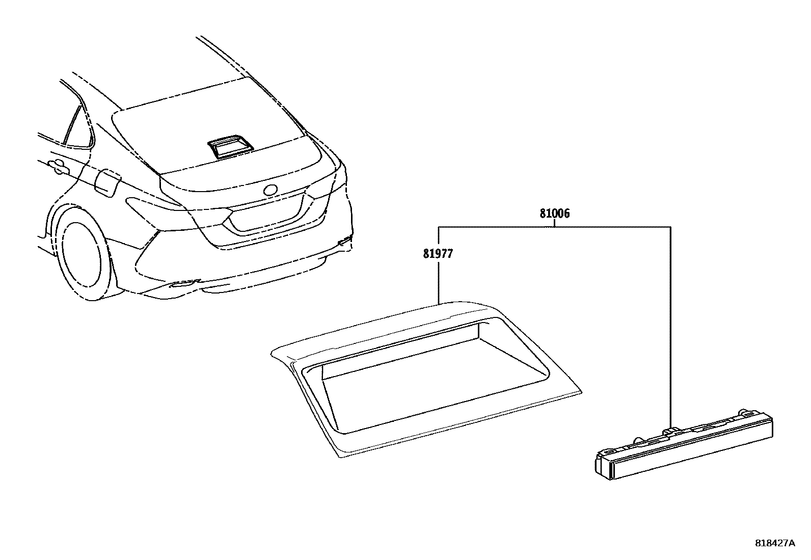 Toyota CAMRY 高位刹车灯 EPC diagram — 818427A