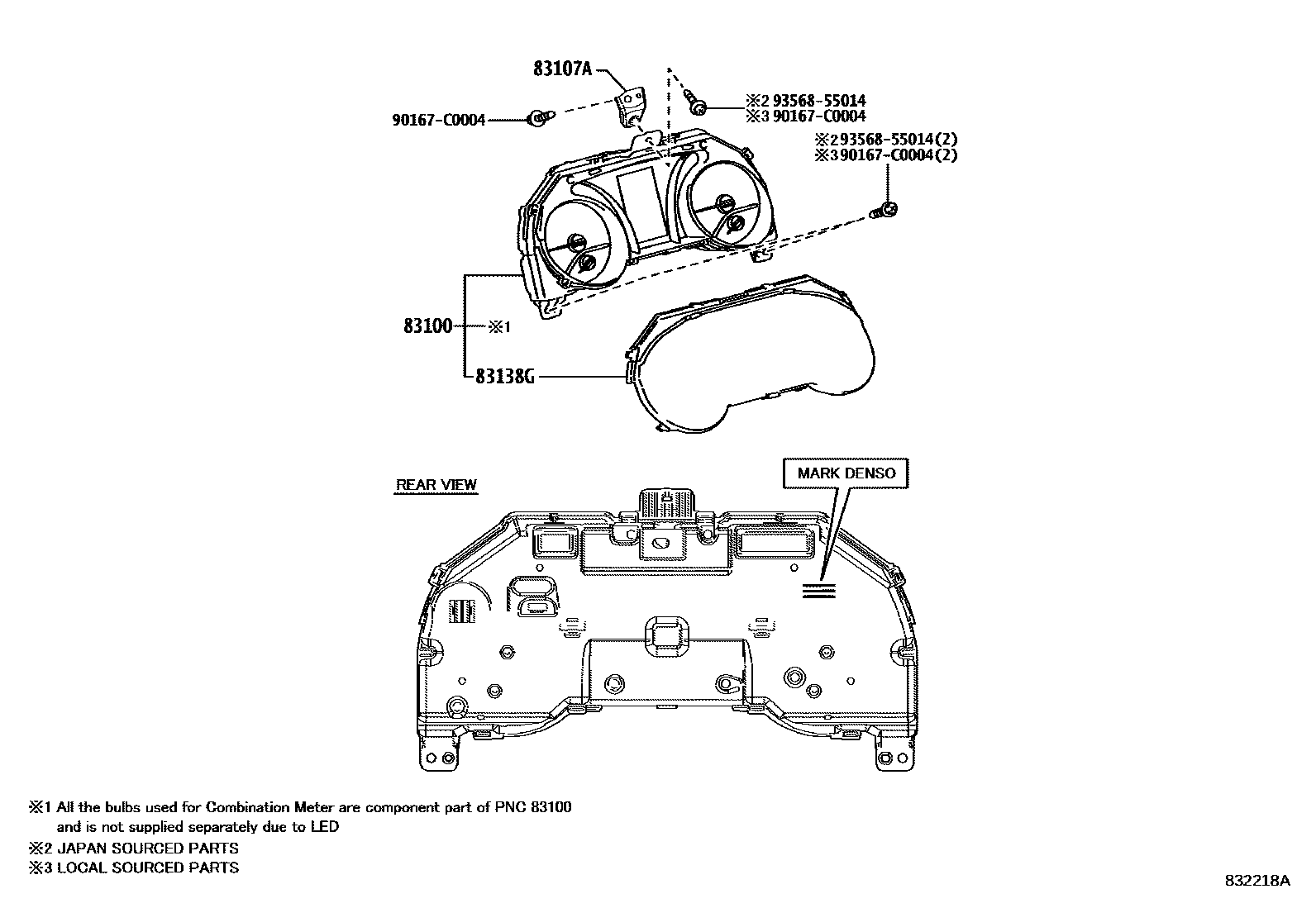 Toyota CAMRY 仪表 EPC diagram — 832218A