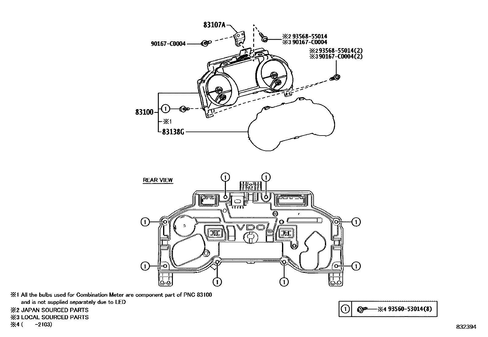 Toyota CAMRY 仪表 EPC diagram — 832394