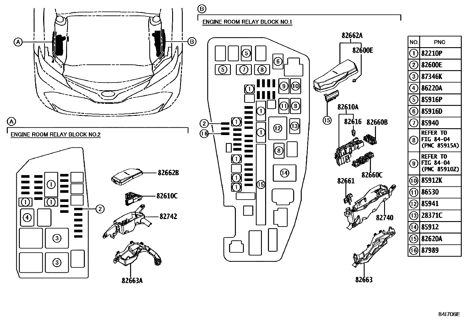 Toyota CAMRY 开关和继电器和ECU EPC diagram — 84I706E