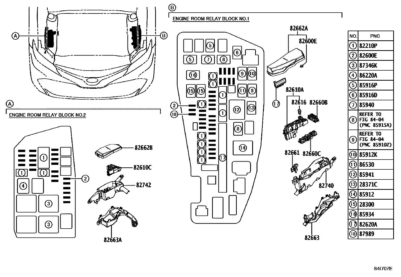 Toyota CAMRY 开关和继电器和ECU EPC diagram — 84I707E
