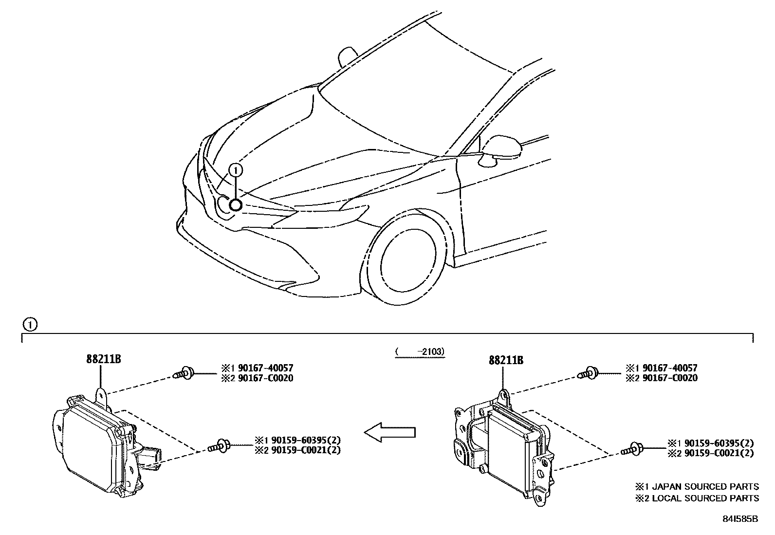 Toyota CAMRY 巡航控制(自动行驶) EPC diagram — 84I585B