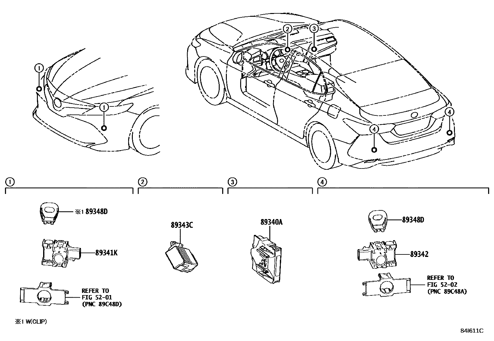 Toyota CAMRY 测距雷达和倒车雷达 EPC diagram — 84I611C