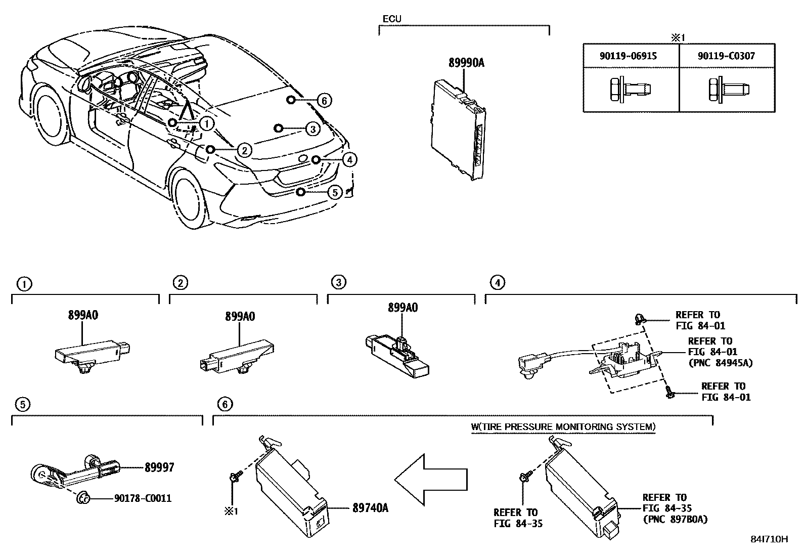 Toyota CAMRY 遥控门锁 EPC diagram — 84I710H